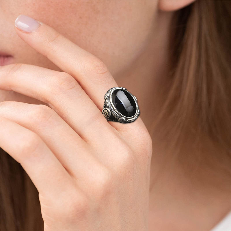 Olivenorma "Guardian Of The Night" - Vintage Obsidian Ring - image 2