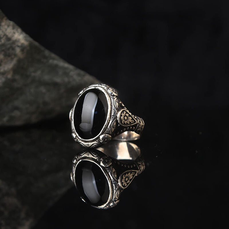 Olivenorma "Guardian Of The Night" - Vintage Obsidian Ring - image 4