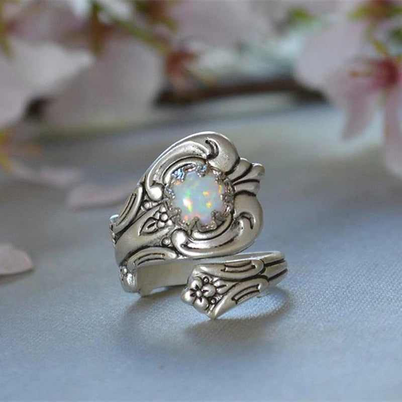 Olivenorma White Opal Adjustable Ring