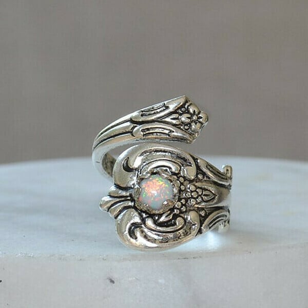 Olivenorma White Opal Adjustable Ring