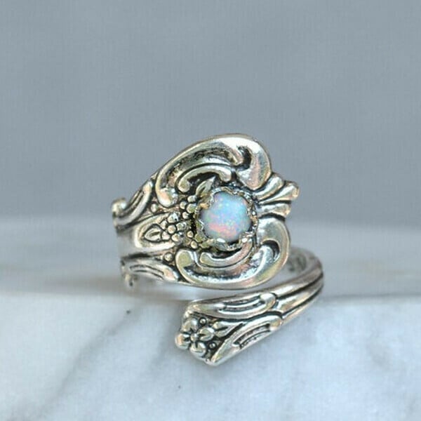 Olivenorma White Opal Adjustable Ring