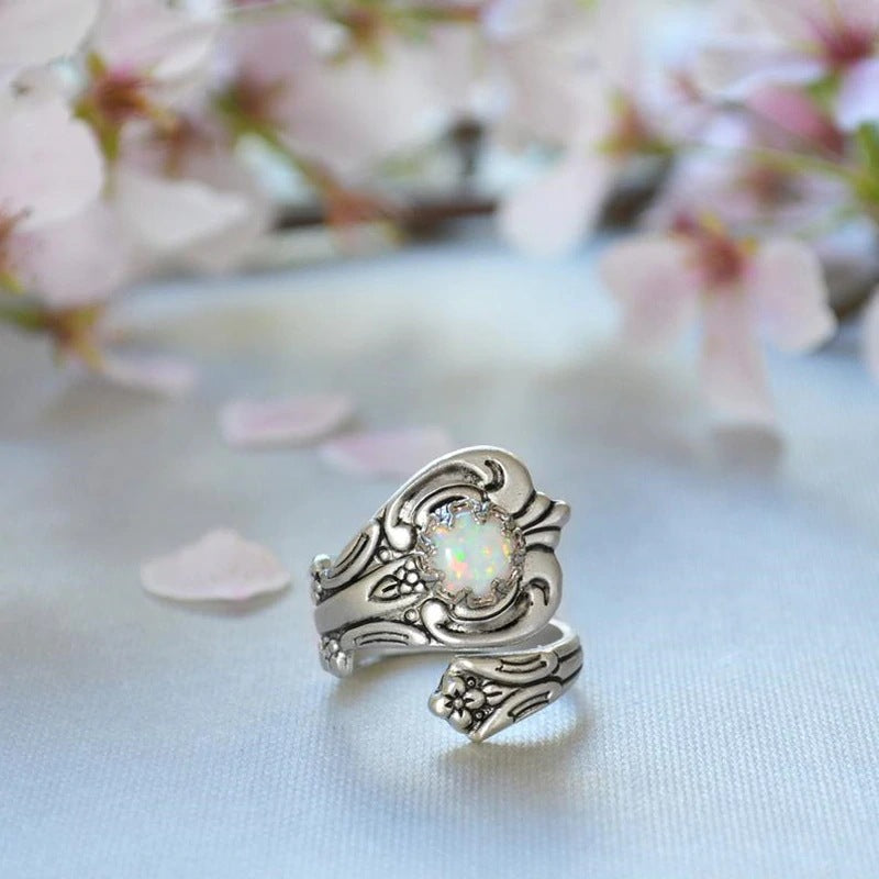 Olivenorma White Opal Adjustable Ring