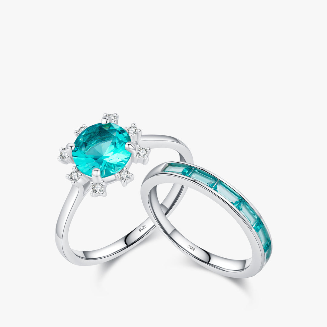Olivenorma S925 Sterling Silver Paraiba Tourmaline Sunflower Ring - image 10