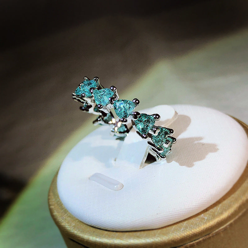 Olivenorma Paraiba Tourmaline Heart Shape Tandem Ring - image 2
