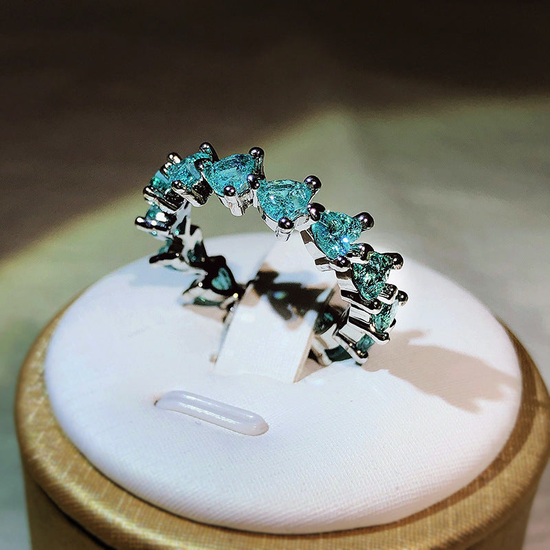 Olivenorma Paraiba Tourmaline Heart Shape Tandem Ring - 10 - image 1