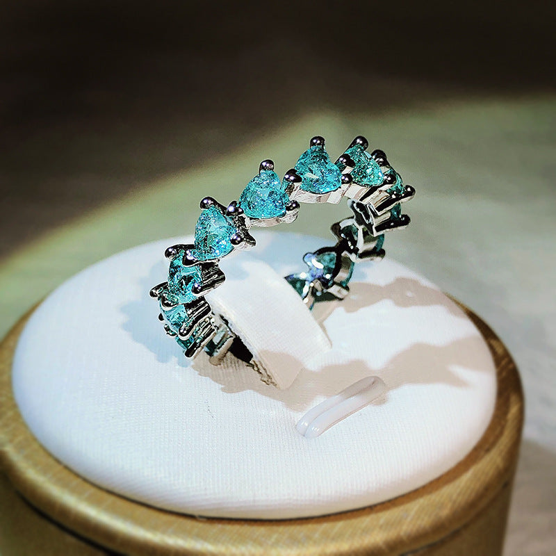 Olivenorma Paraiba Tourmaline Heart Shape Tandem Ring - image 3