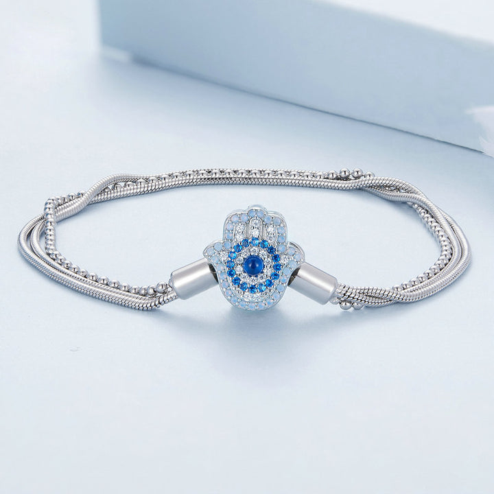 Olivenorma Sterling Silver S925 Hamsa Evil Eye Bracelet