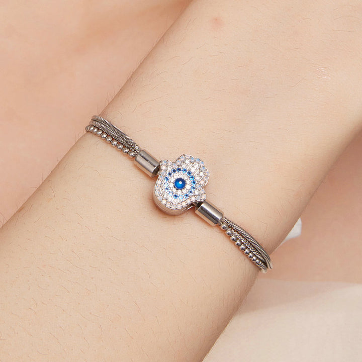 Olivenorma Sterling Silver S925 Hamsa Evil Eye Bracelet