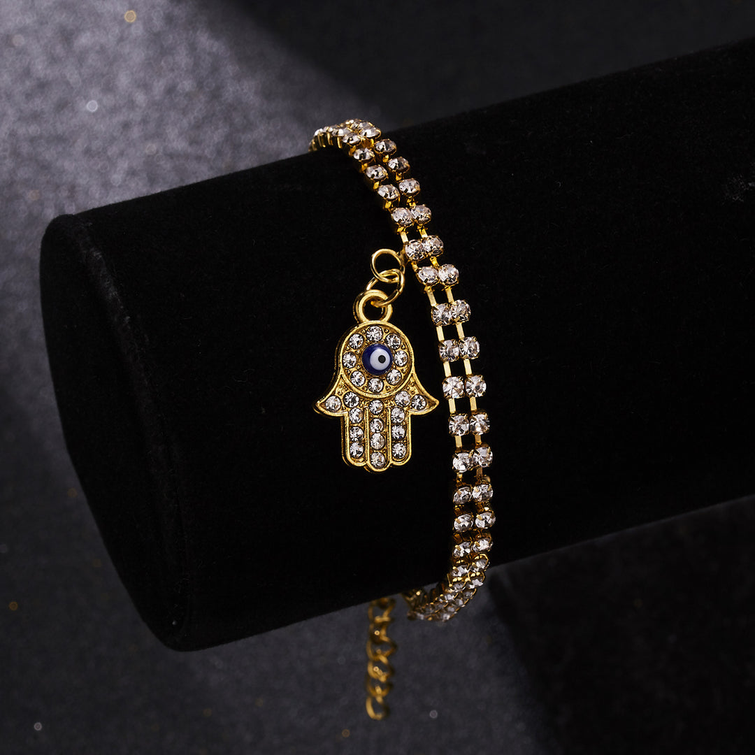 Olivenorma Alloy Evil Eye Double Layer Full Diamond Bracelet