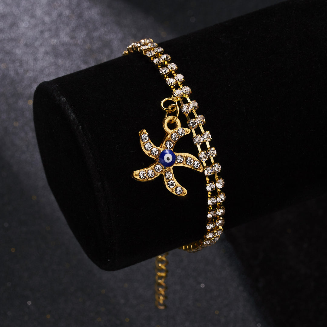 Olivenorma Alloy Evil Eye Double Layer Full Diamond Bracelet