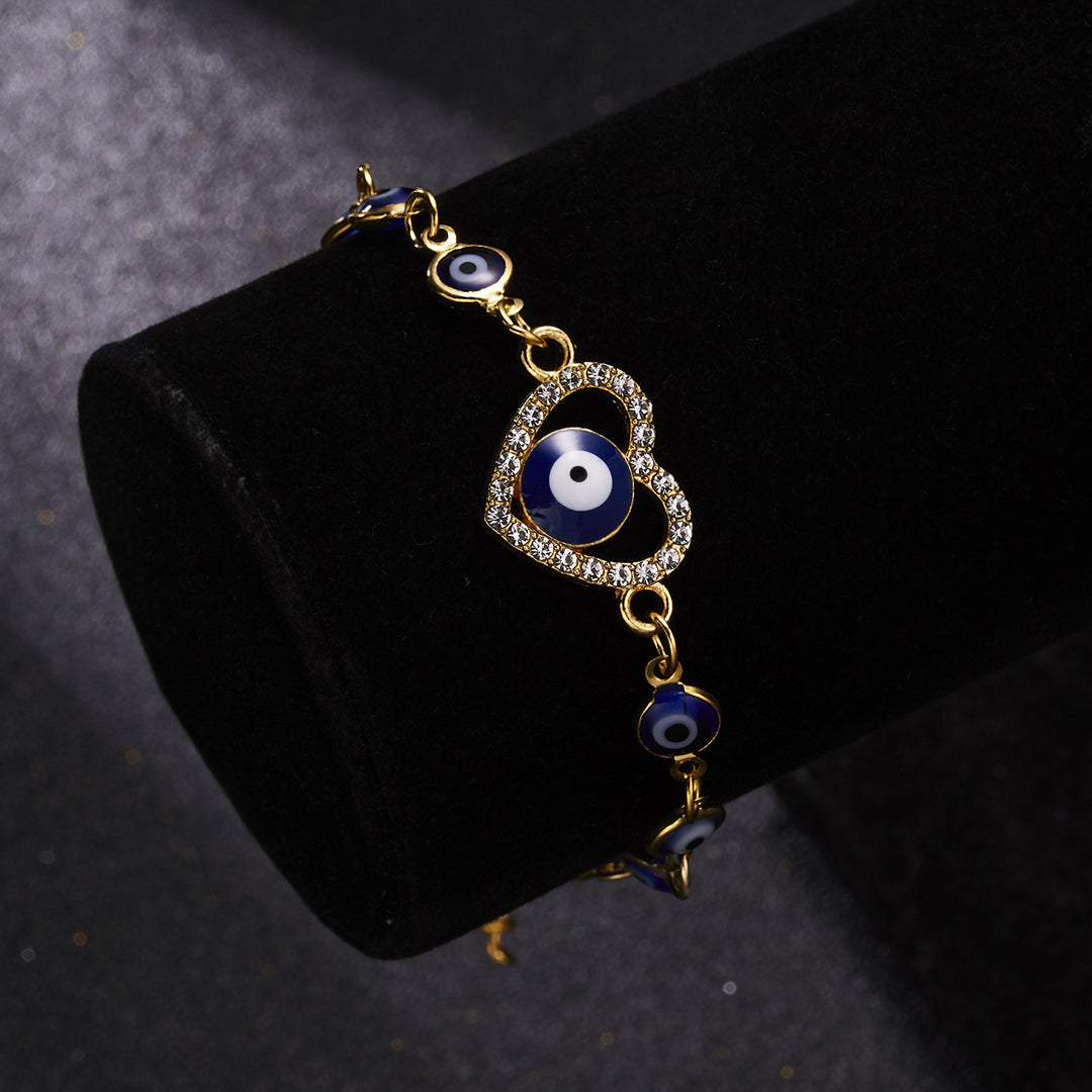 Olivenorma Alloy Evil Eye Double Layer Full Diamond Bracelet