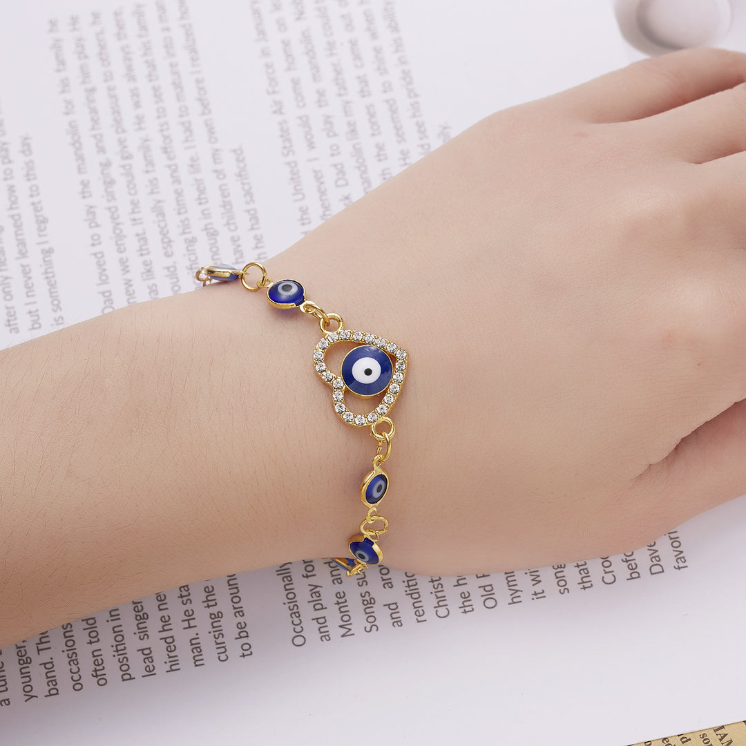 Olivenorma Alloy Evil Eye Double Layer Full Diamond Bracelet