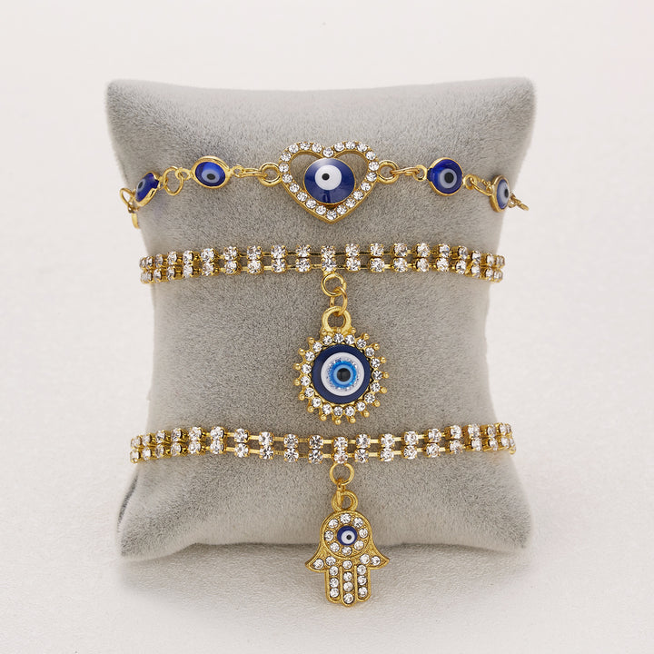 Olivenorma Alloy Evil Eye Double Layer Full Diamond Bracelet