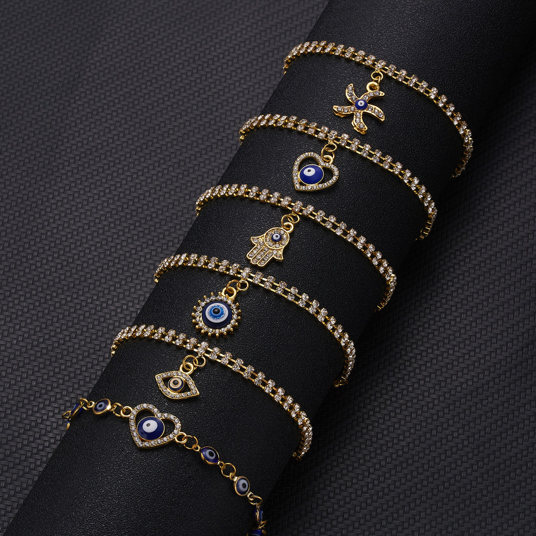 Olivenorma Alloy Evil Eye Double Layer Full Diamond Bracelet