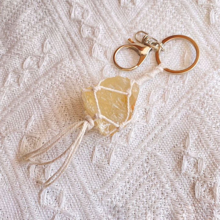 Olivenorma Natural Crystal Rough Stone Handwoven Keychain