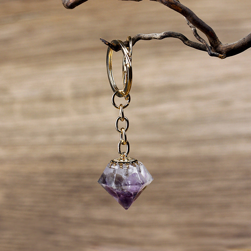 Olivenorma Natural Crystal Gravel Orgone Keychain