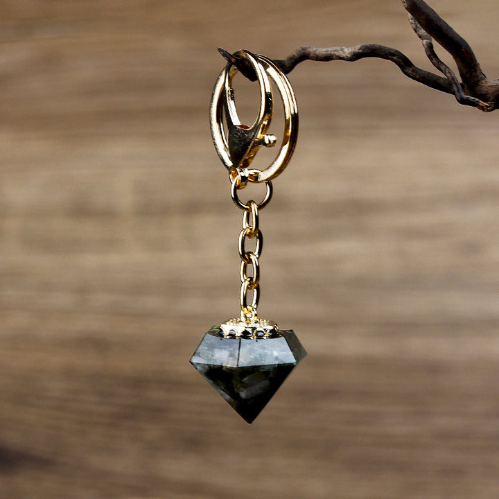 Olivenorma Natural Crystal Gravel Orgone Keychain - Green Rutilated quartz - image 11