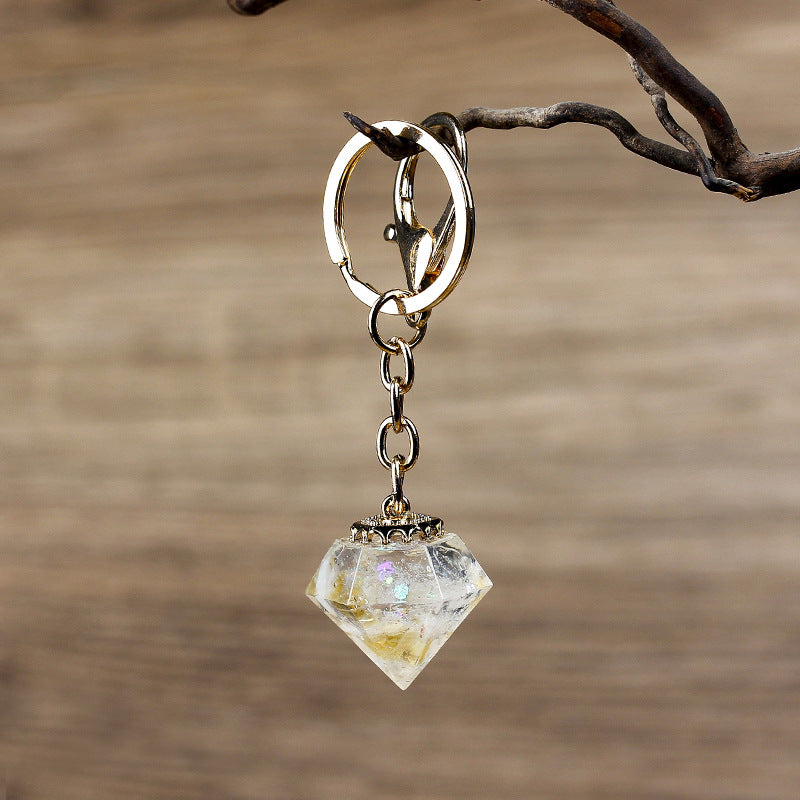 Olivenorma Natural Crystal Gravel Orgone Keychain