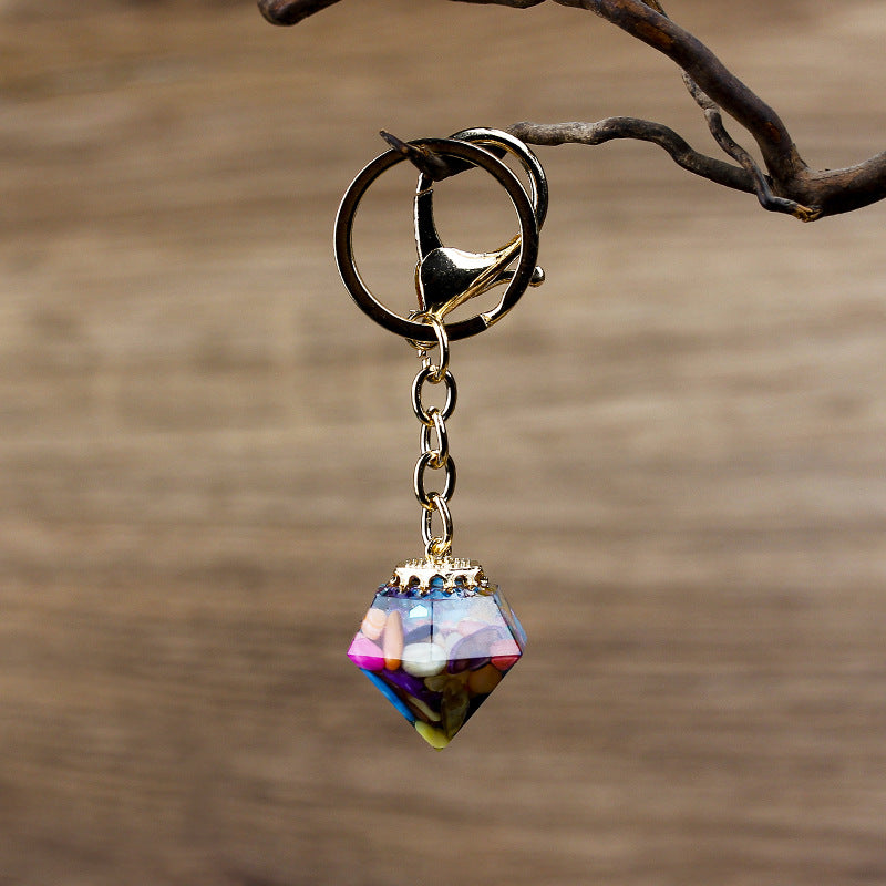 Olivenorma Natural Crystal Gravel Orgone Keychain