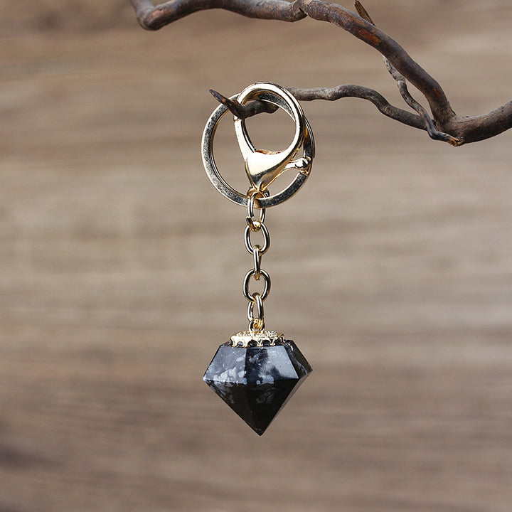 Olivenorma Natural Crystal Gravel Orgone Keychain - Snowflake Obsidian - image 18