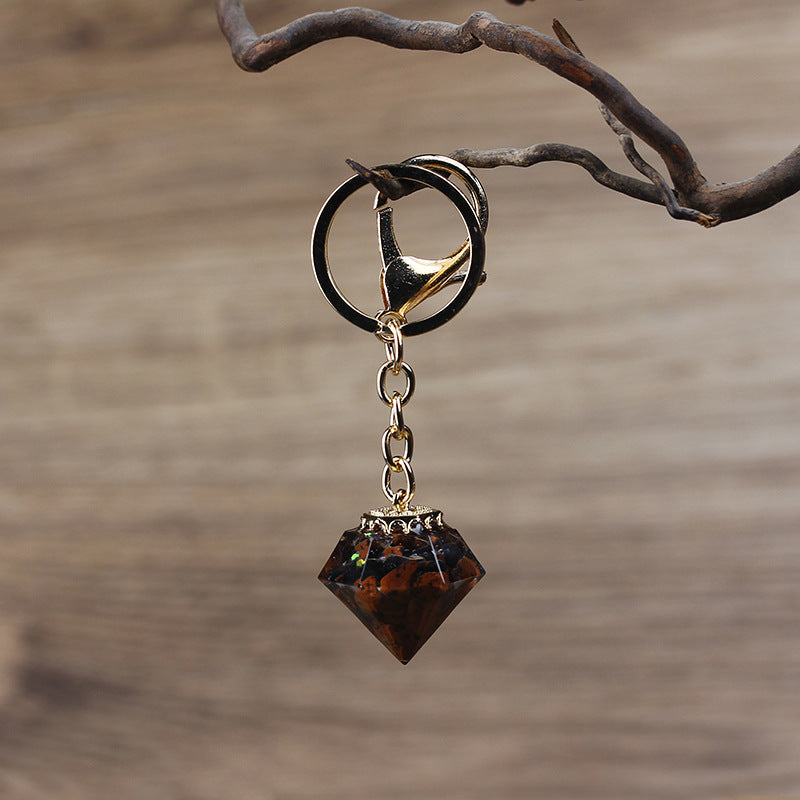 Olivenorma Natural Crystal Gravel Orgone Keychain