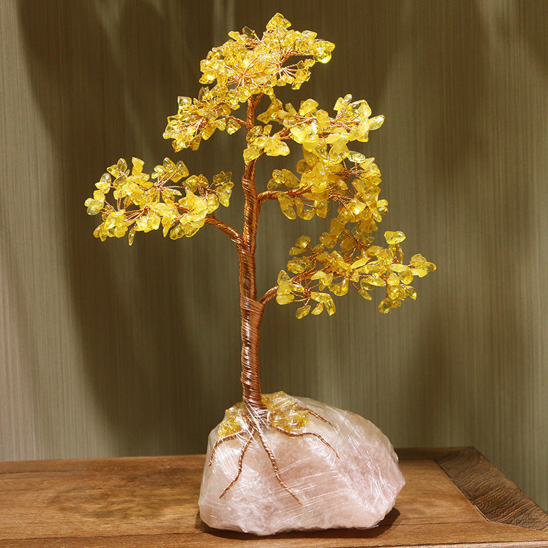 Olivenorma Citrine Rose Quartz Base Fortune Feng Shui Tree