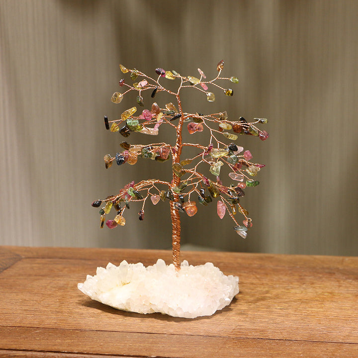 Olivenorma Tourmaline Gravel Clear Crystal Base Feng Shui Tree