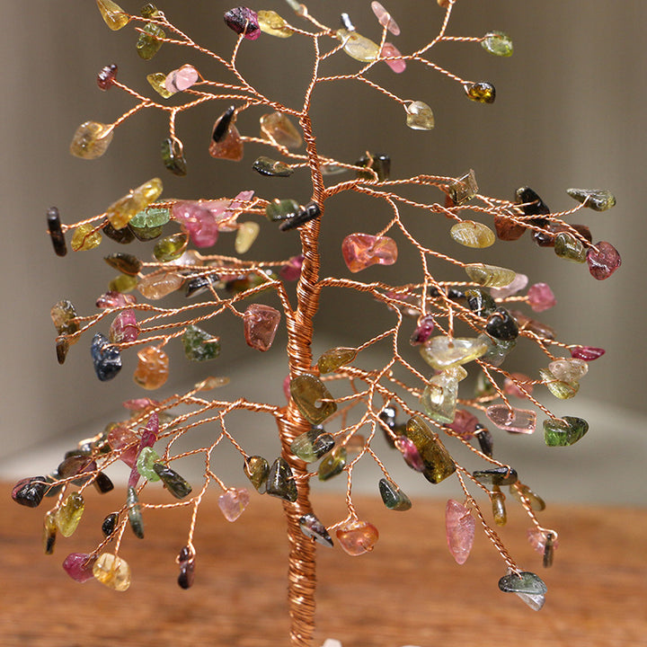 Olivenorma Tourmaline Gravel Clear Crystal Base Feng Shui Tree