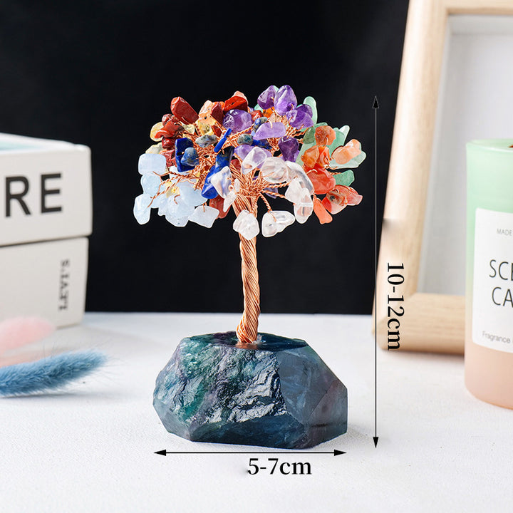 Olivenorma Chakra Crystal Gravel Raw Stone Base Feng Shui Tree