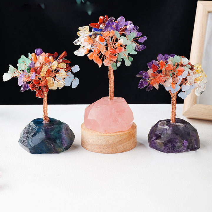 Olivenorma Chakra Crystal Gravel Raw Stone Base Feng Shui Tree