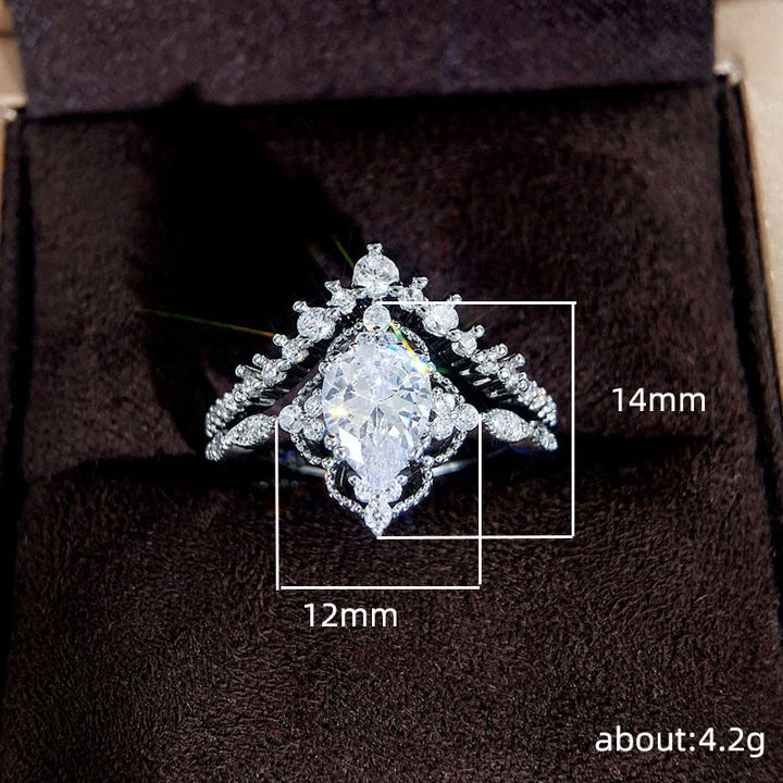 FREE Today: "Cleansing Evil" - Waterdrop Lace Crown Moissanite Two-piece Ring Set - image 9