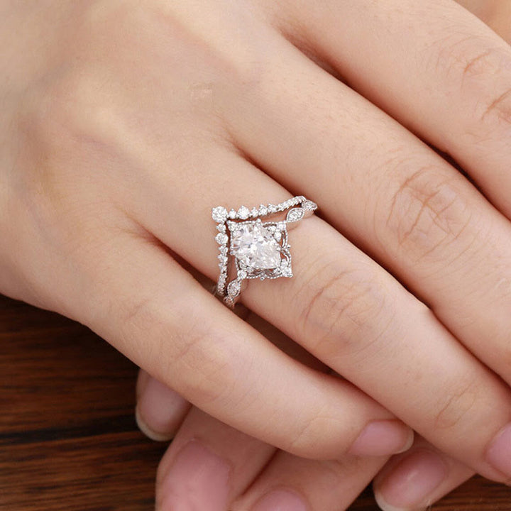 FREE Today: "Cleansing Evil" - Waterdrop Lace Crown Moissanite Two-piece Ring Set - image 1