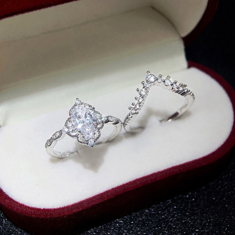 FREE Today: "Cleansing Evil" - Waterdrop Lace Crown Moissanite Two-piece Ring Set - image 5