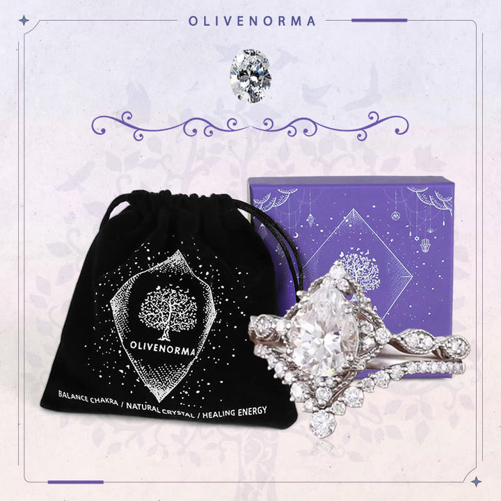 FREE Today: "Cleansing Evil" - Waterdrop Lace Crown Moissanite Two-piece Ring Set - image 10