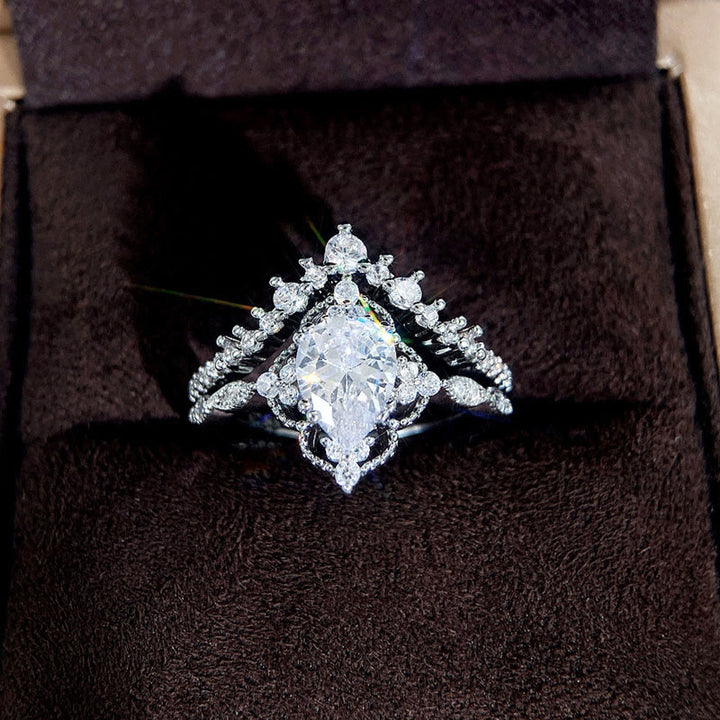 FREE Today: "Cleansing Evil" - Waterdrop Lace Crown Moissanite Two-piece Ring Set - image 7