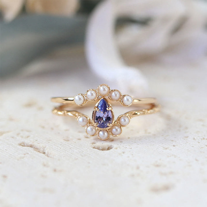 Olivenorma "The Stress Reliever" - S925 Silver Amethyst and Pearl Stackable Ring