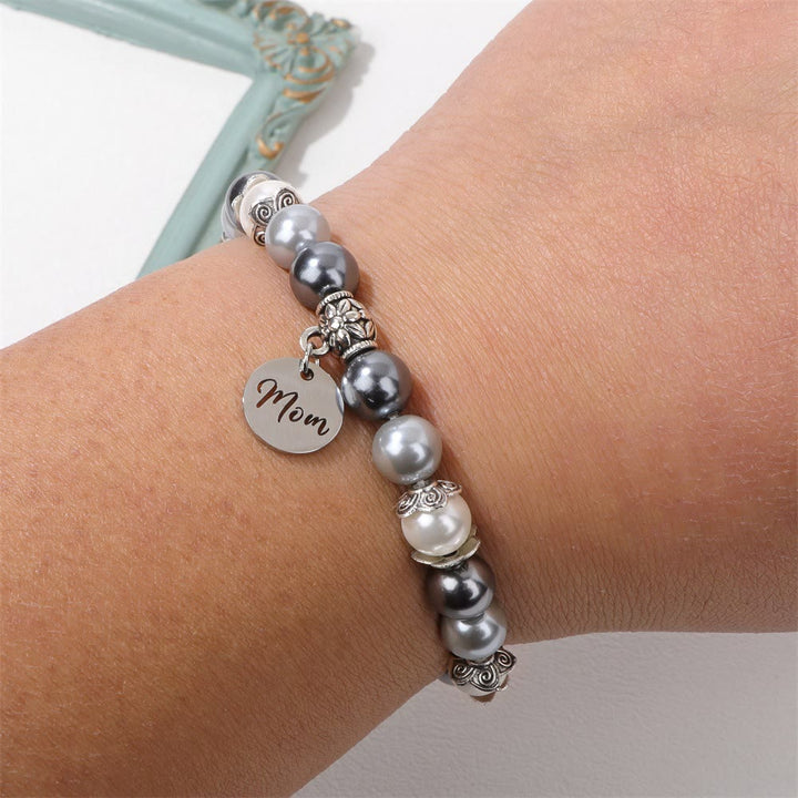 Olivenorma Mom Pendant Pearl Stainless Steel Bracelet