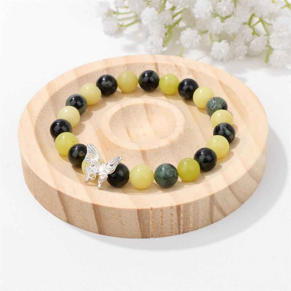 Olivenorma Natural Stone Beaded Butterfly Decoration Bracelet