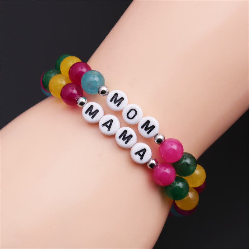 Olivenorma "MOM" Colored Natural Stone Beaded Bracelet