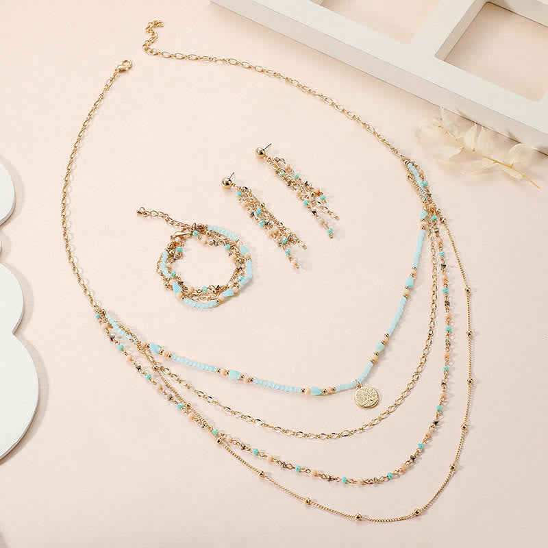 Olivenorma Aquamarine Sun Stone Jewelry Set