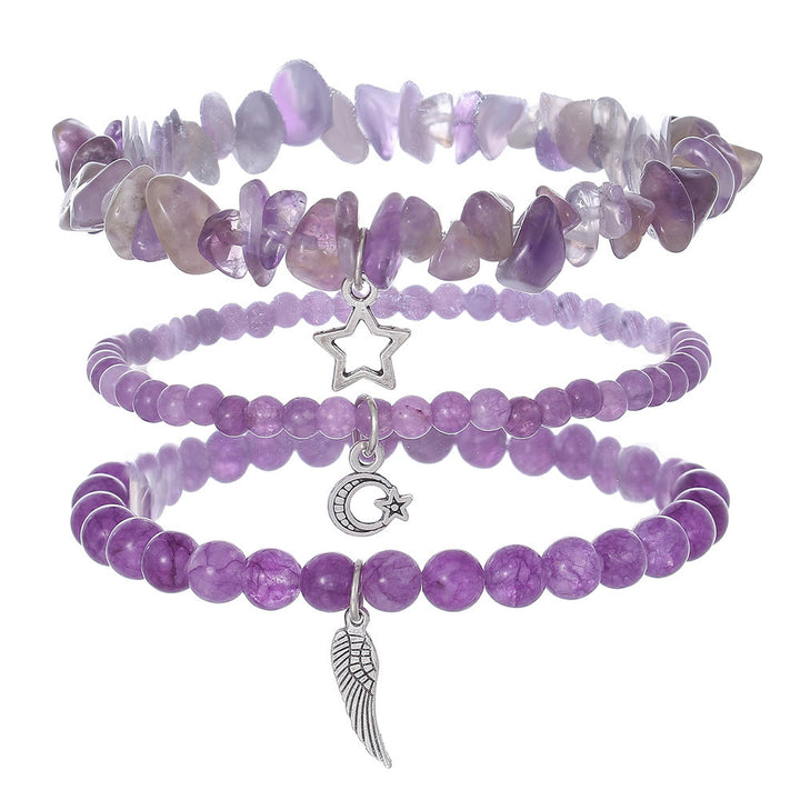 Olivenorma Amethyst Stars And Moon Full Pendant Bracelet Set