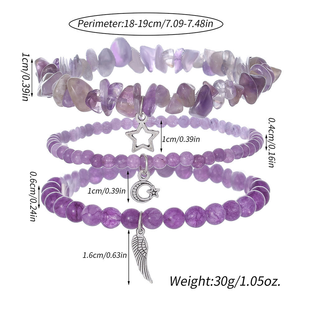 Olivenorma Amethyst Stars And Moon Full Pendant Bracelet Set