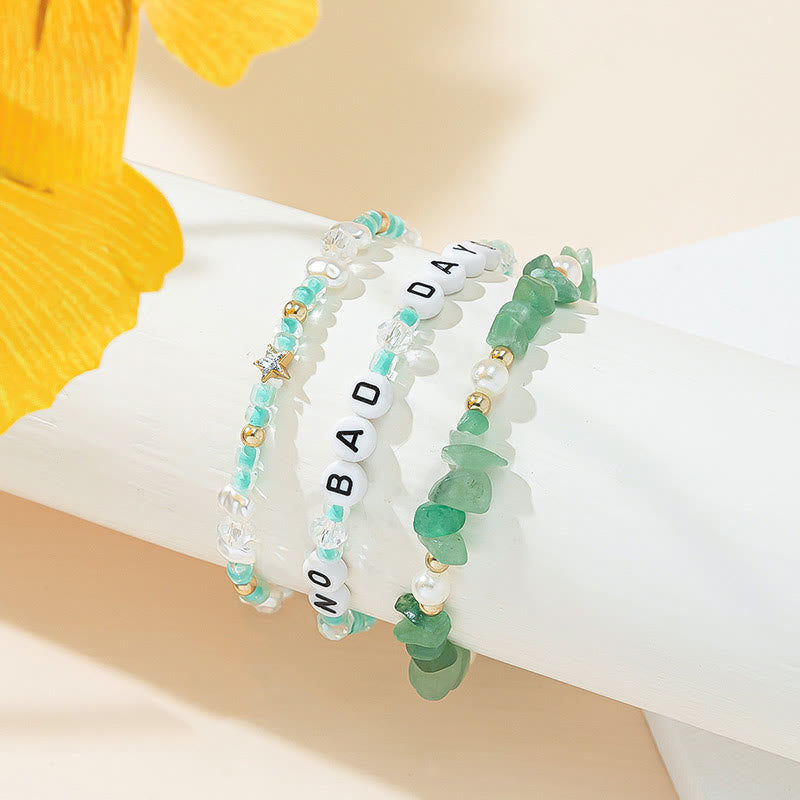 Olivenorma "No Bad Days" Crystal Beaded Three Layer Bracelet Set