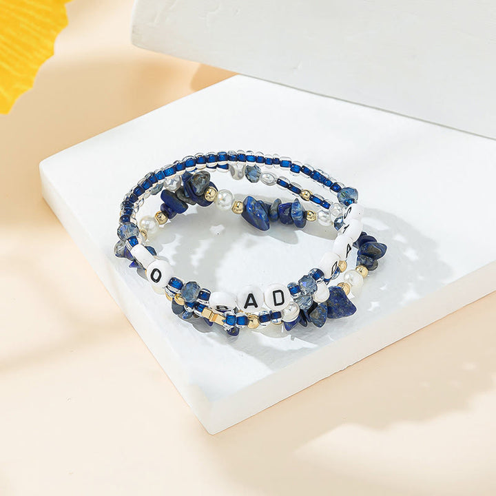 Olivenorma "No Bad Days" Crystal Beaded Three Layer Bracelet Set