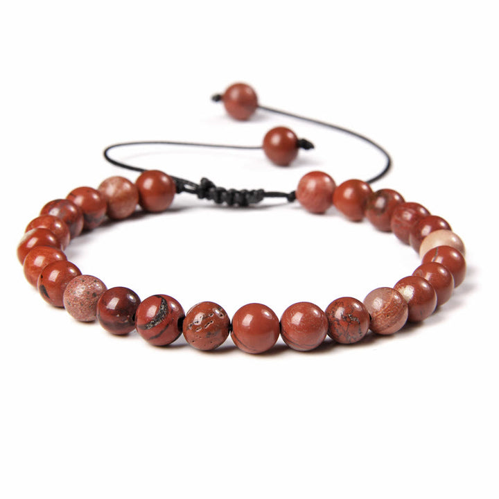 Olivenorma Natural 6mm Stone Beads Braided Wrap Bracelet