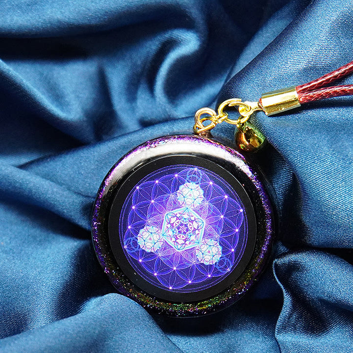 Olivenorma Amethyst Garnet Flower of Life Orgone Necklace