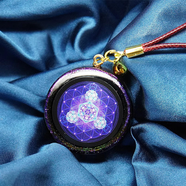 Olivenorma Amethyst Garnet Flower of Life Orgone Necklace