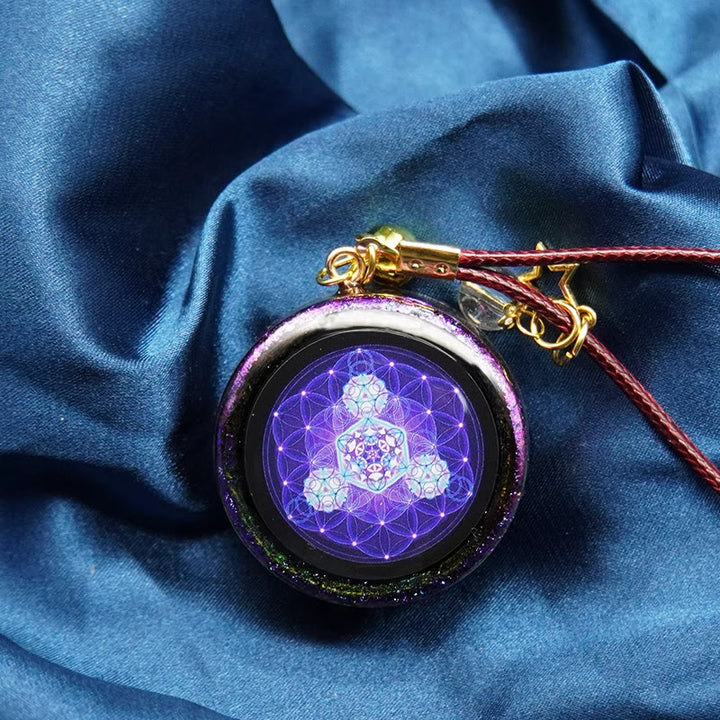 Olivenorma Amethyst Garnet Flower of Life Orgone Necklace