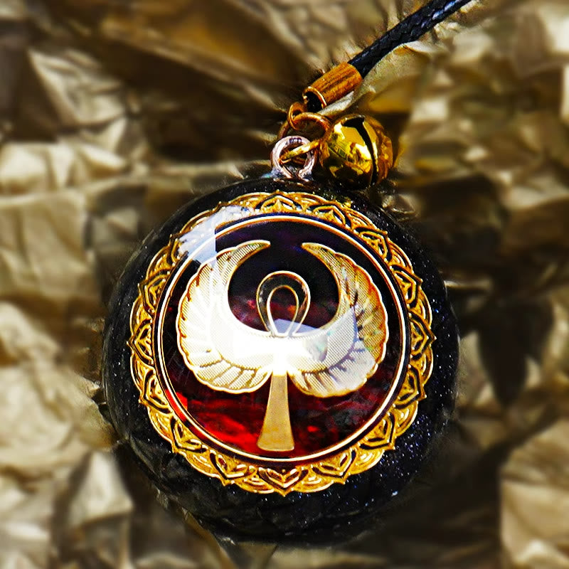 Olivenorma Blue Sandstone Red Agate OM Orgone Necklace