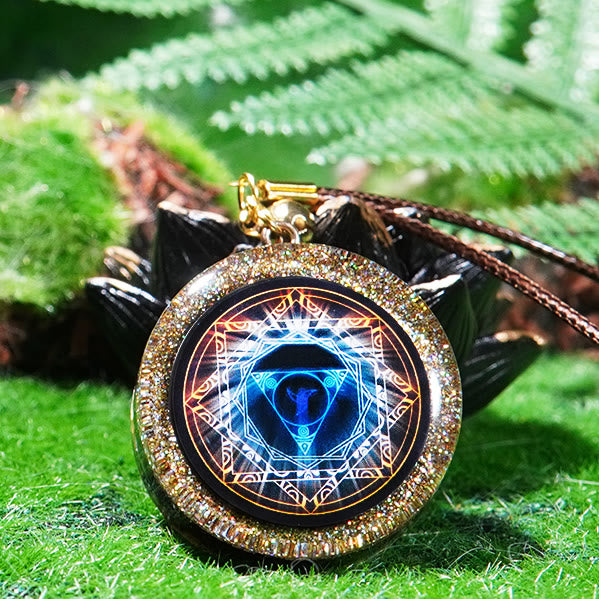 Olivenorma Obsidian Metatron's Cube Orgone Necklace